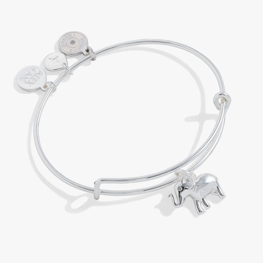 Elephant Charm Bangle Silver