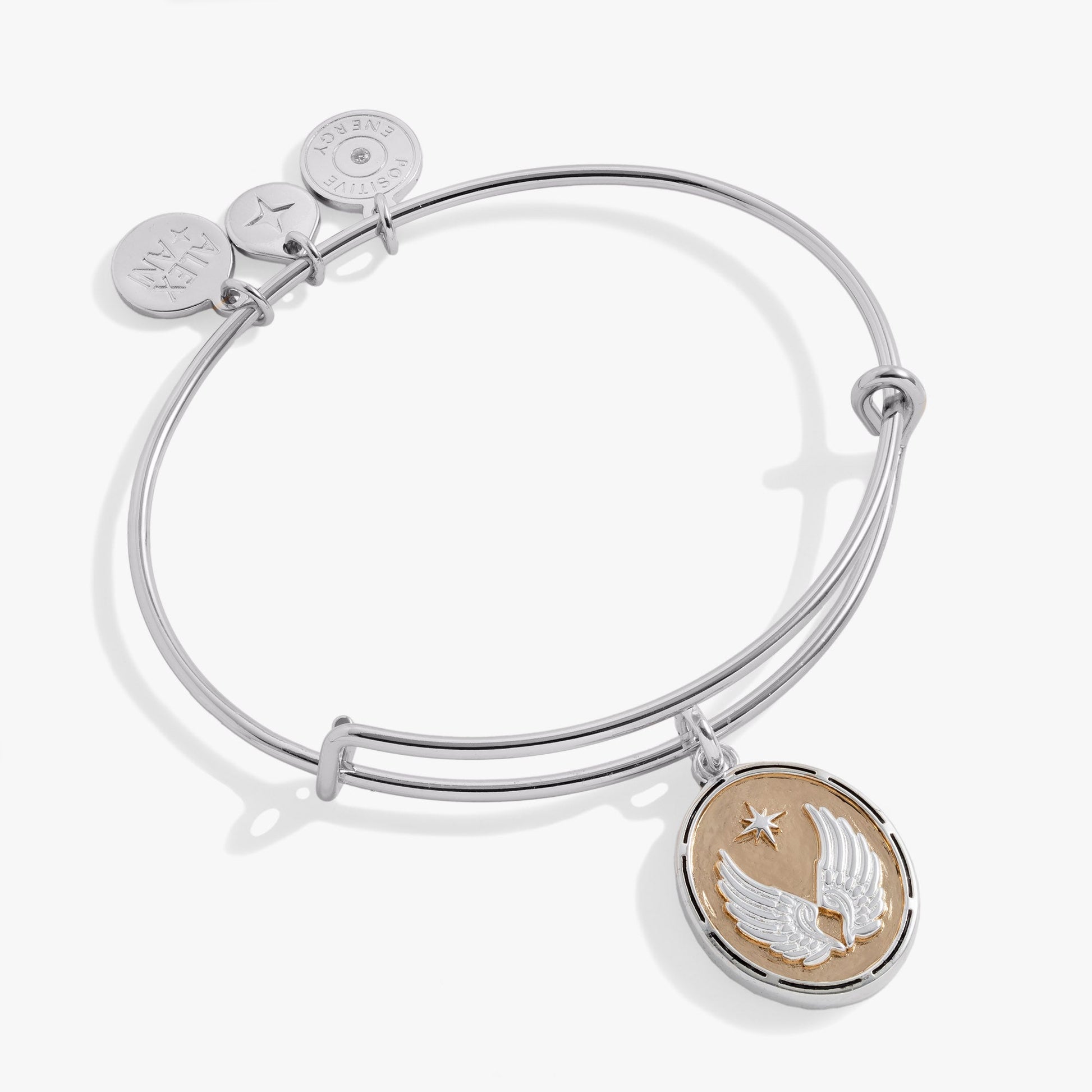 Two-Tone Guardian Angel Bangle Silver
