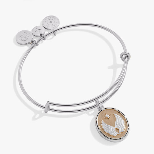 Two-Tone Guardian Angel Bangle Silver