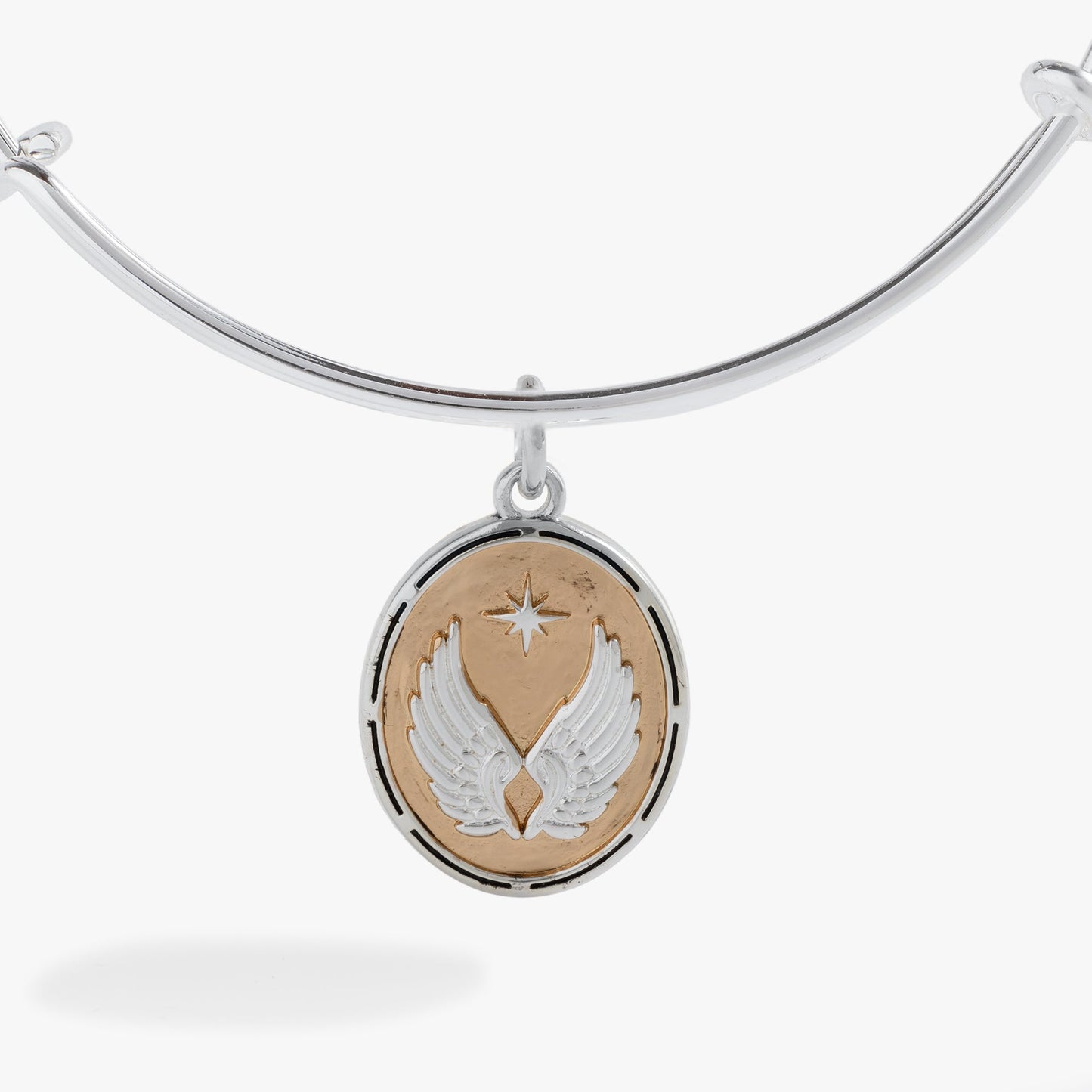 Two-Tone Guardian Angel Bangle Silver
