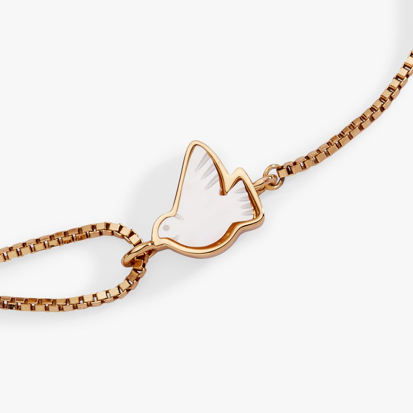 Pearlized Dove 'Peace' Pull Chain Bracelet Gold