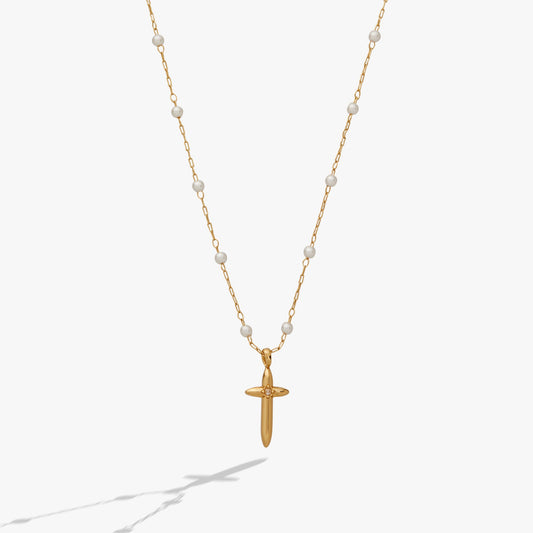 Cross Philippians 4:13 Pendant Necklace Gold