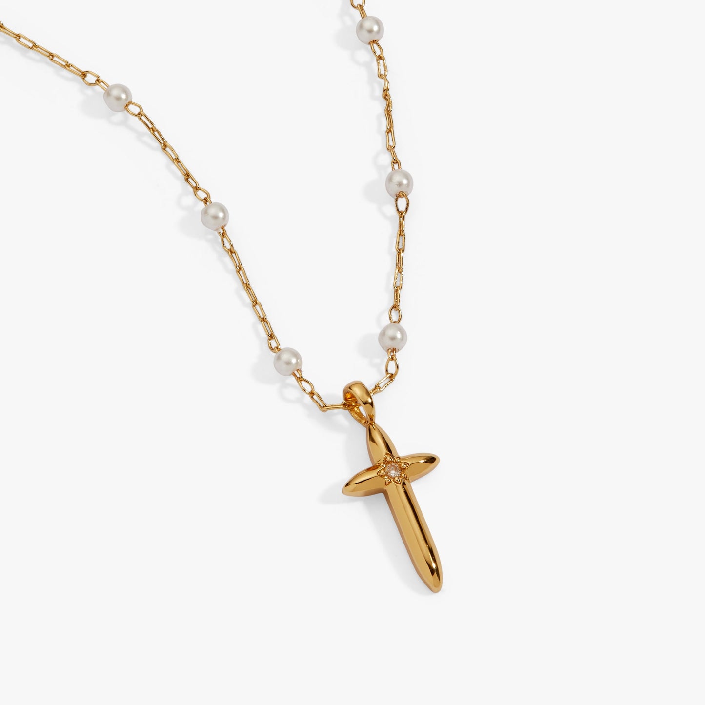 Cross Philippians 4:13 Pendant Necklace Gold
