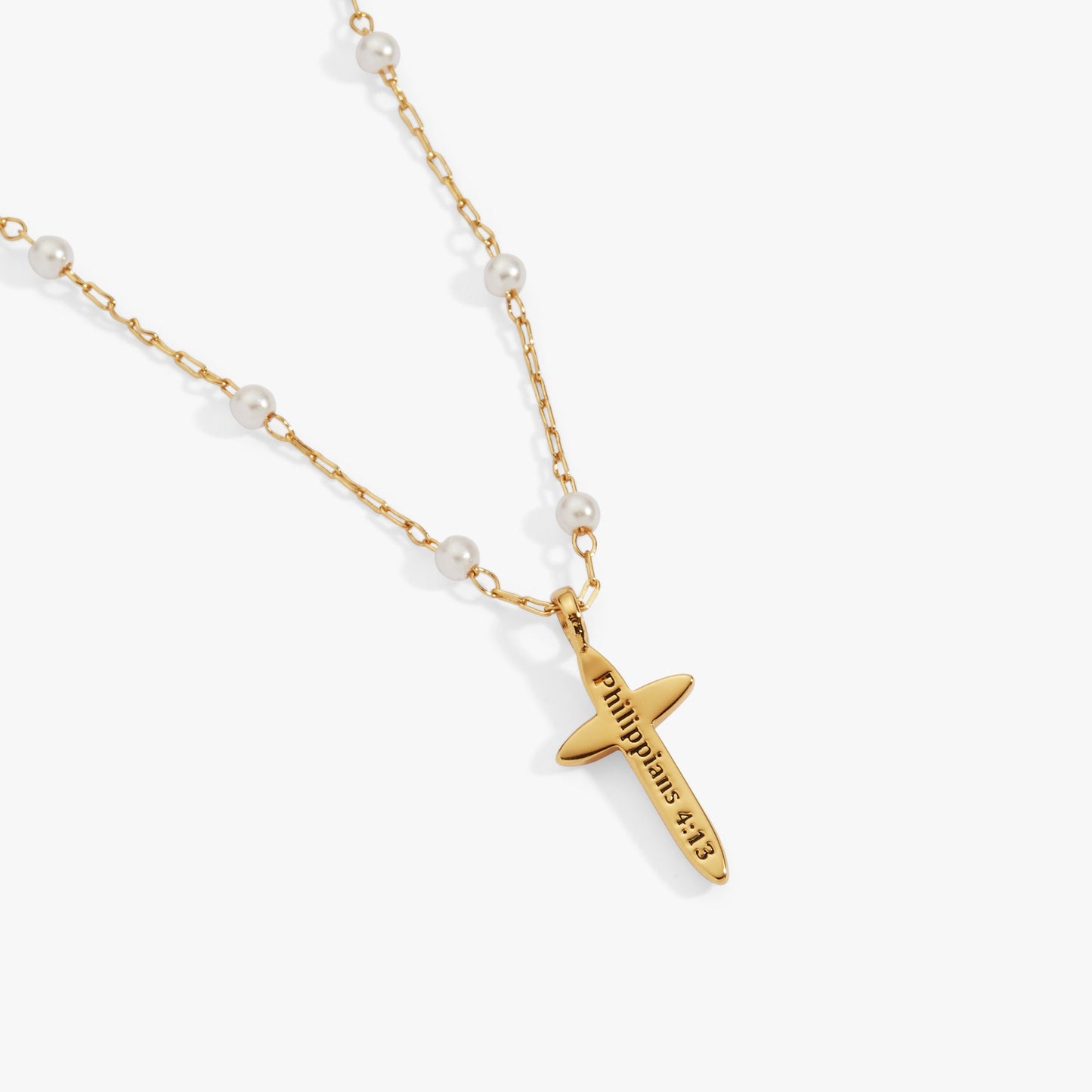 Cross Philippians 4:13 Pendant Necklace Gold