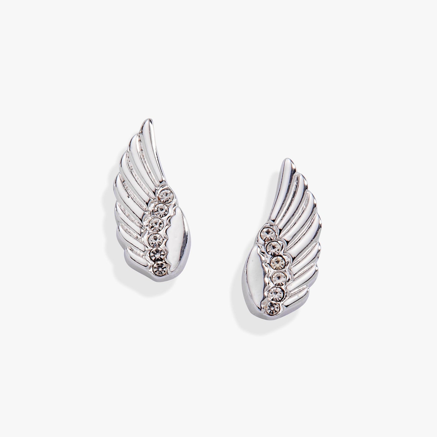 Faith Wing Stud Earrings Silver