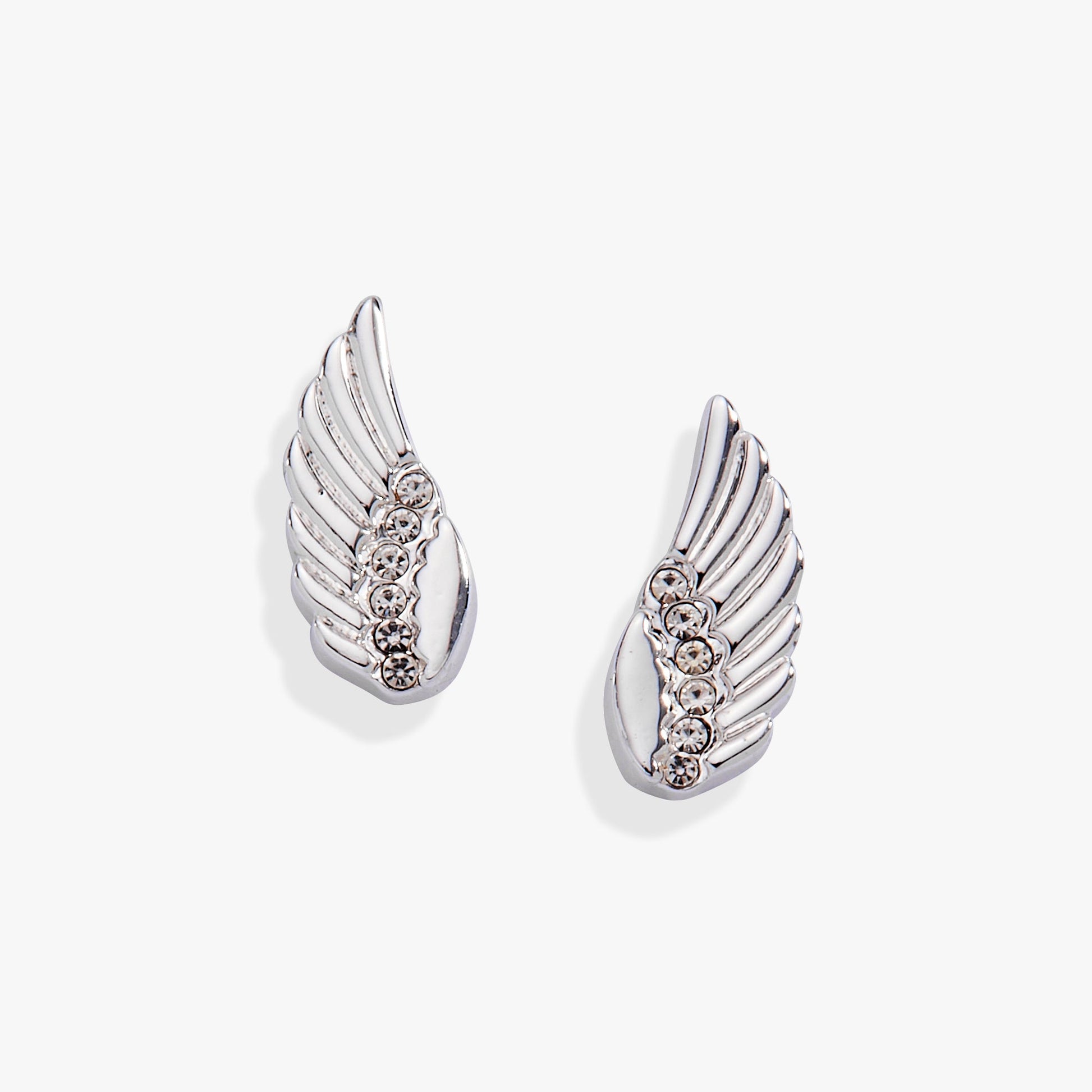 Faith Wing Stud Earrings Silver