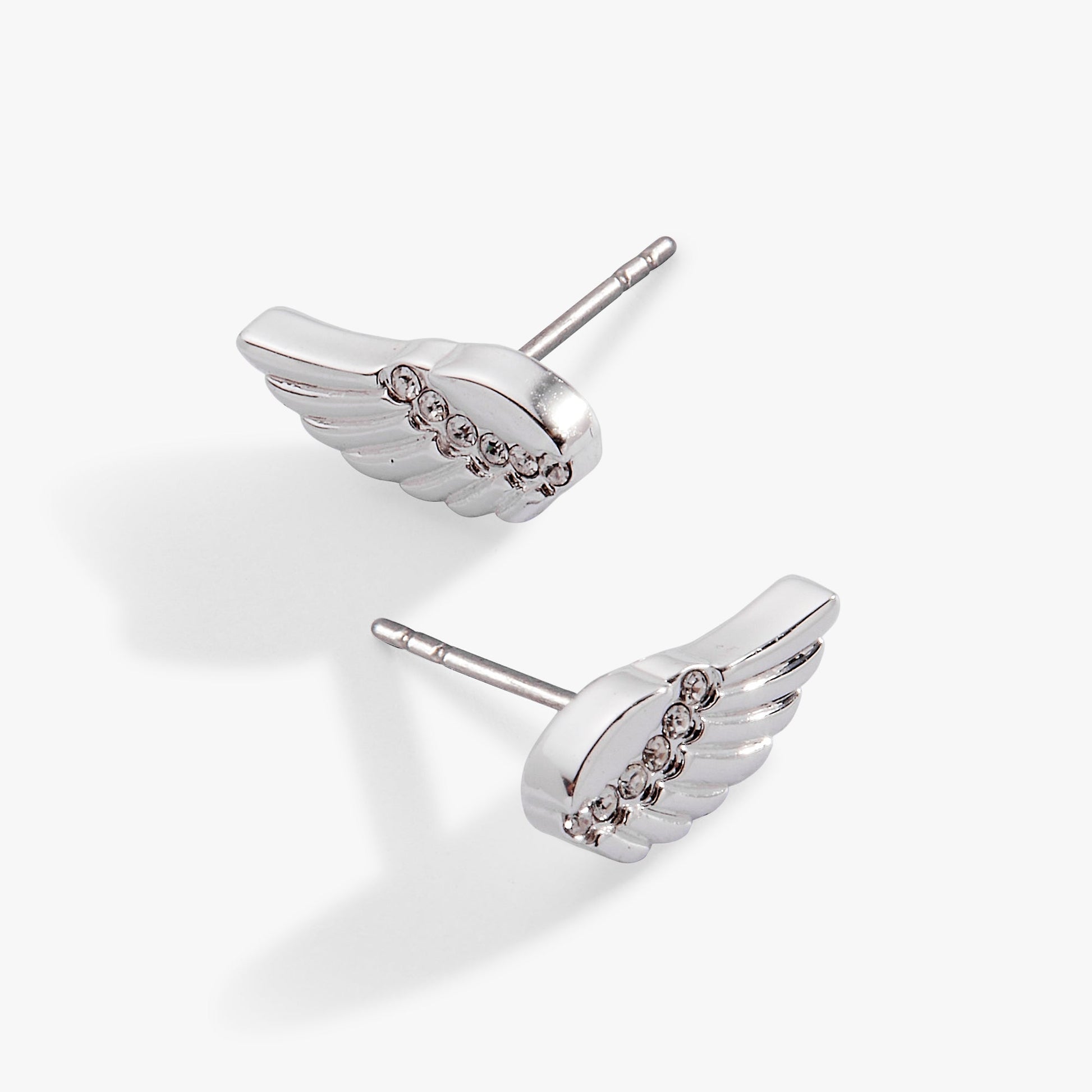 Faith Wing Stud Earrings Silver