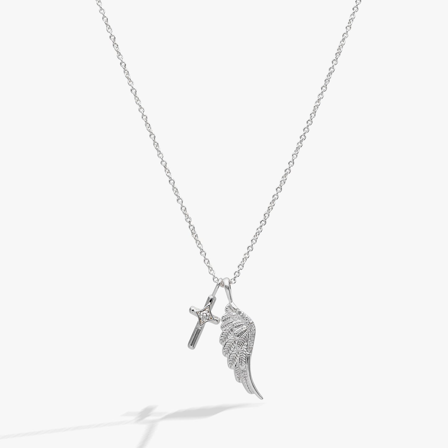 Faith Duo Charm Necklace Silver