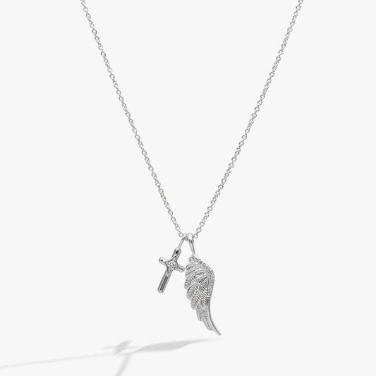 Faith Duo Charm Necklace Silver