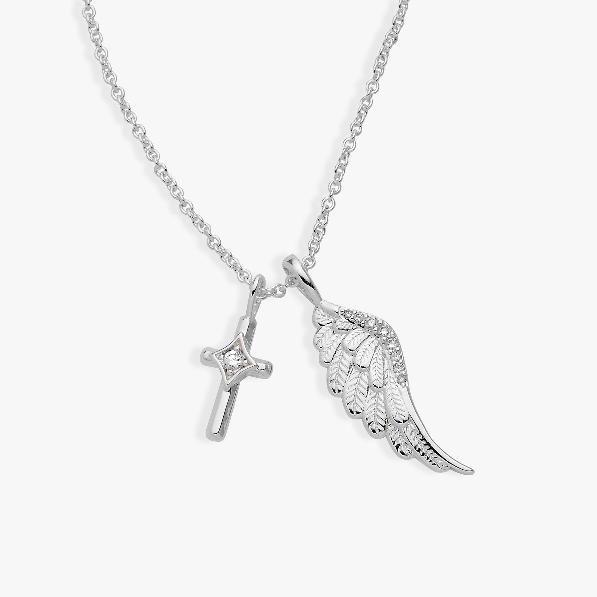 Faith Duo Charm Necklace Silver