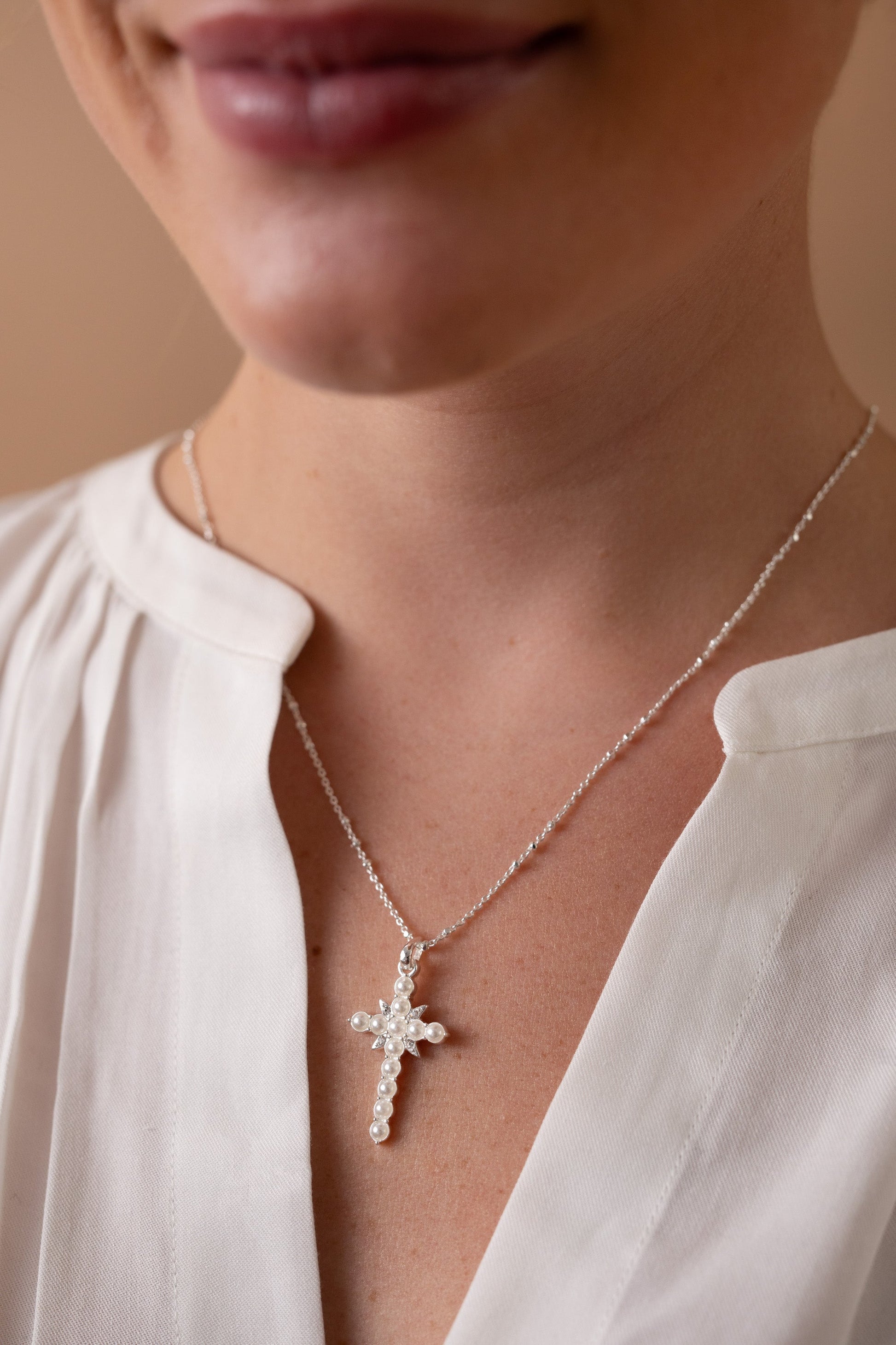 Divine Guides Cross Pendant Necklace Gold