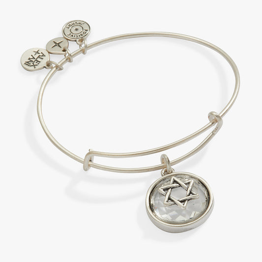 Star of David Crystal Charm Bangle Antique Silver