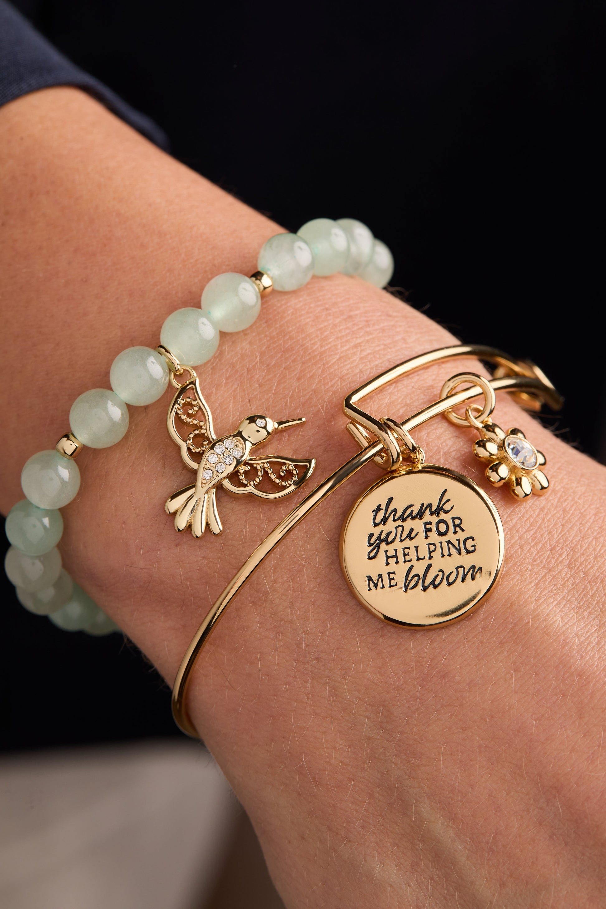 Hummingbird Gemstone Bolo Bracelet Gold