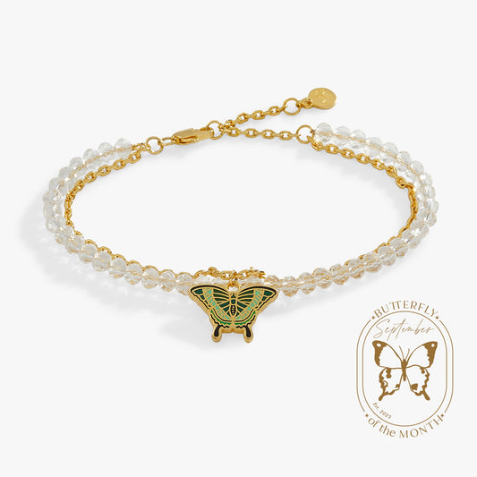 Emerald Swallowtail Butterfly Charm Bracelet Gold