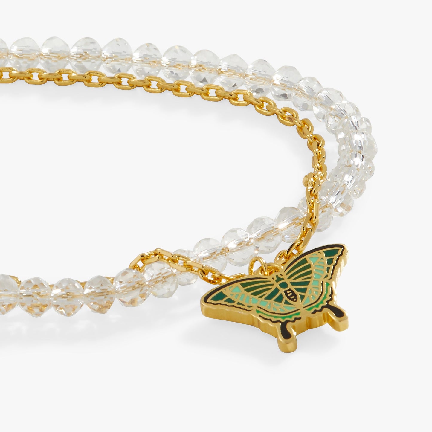 Emerald Swallowtail Butterfly Charm Bracelet Gold