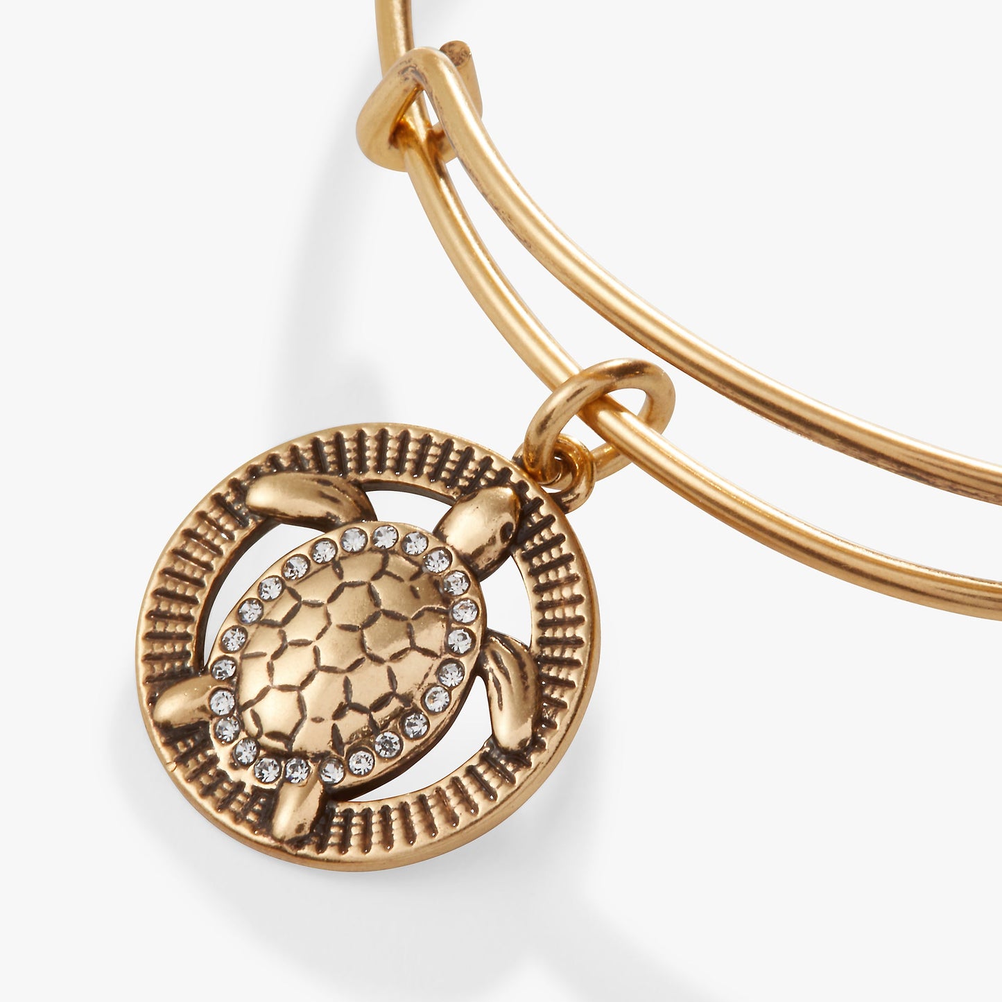 Turtle Charm Bangle Antiqued Gold