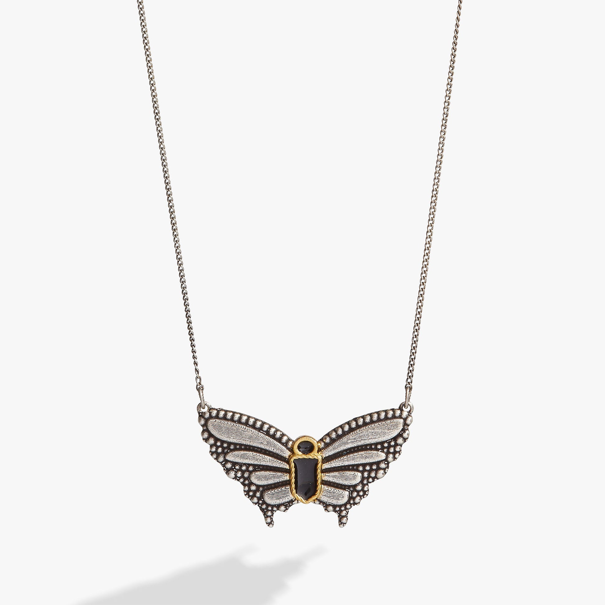 Antique Butterfly Necklace Two Tone