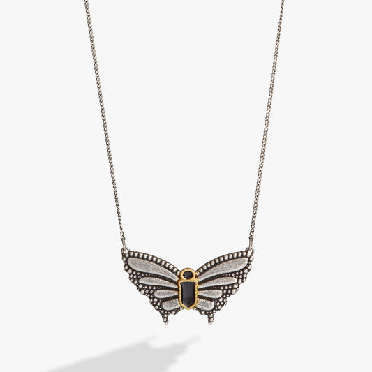 Antique Butterfly Necklace Two Tone
