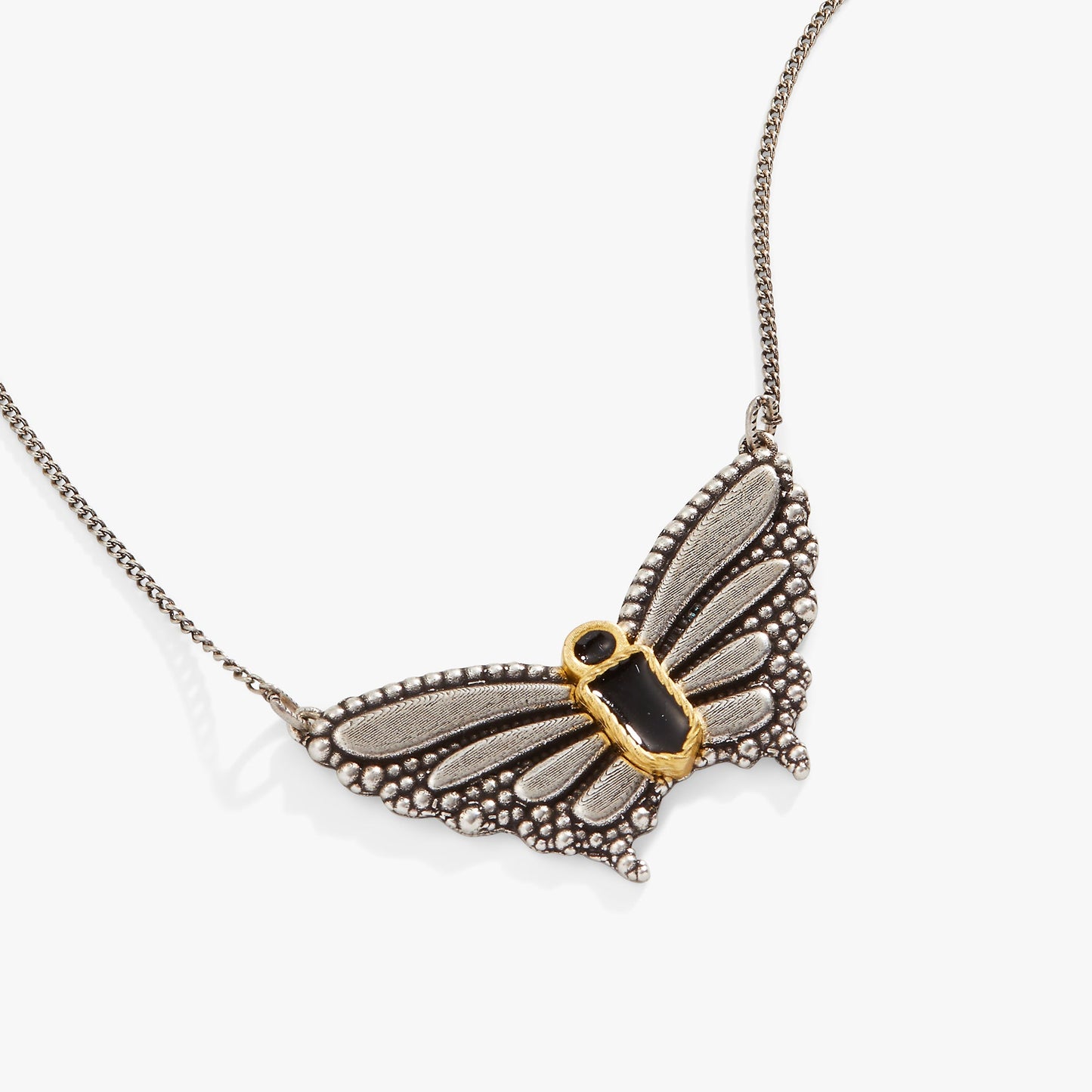 Antique Butterfly Necklace Two Tone