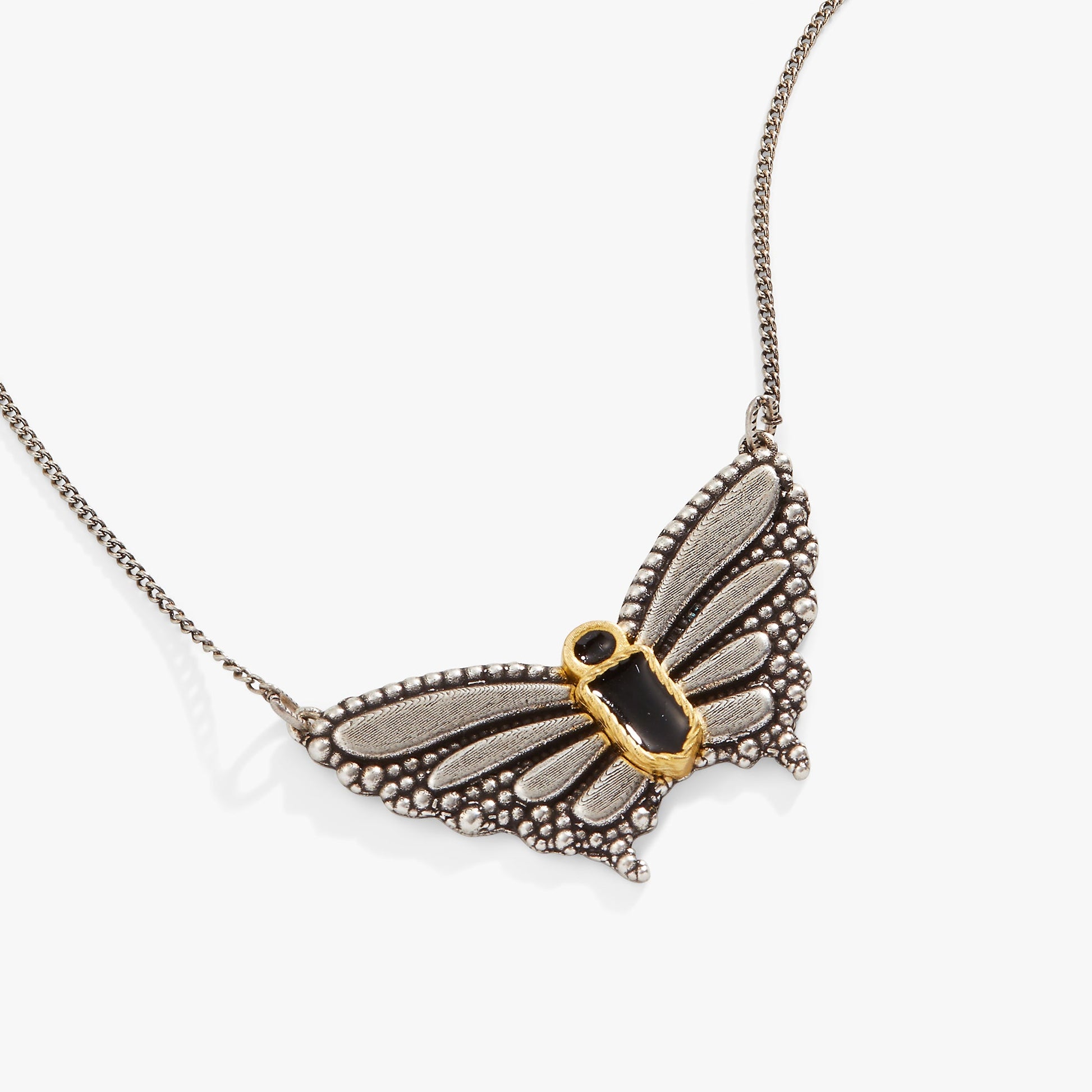 Antique Butterfly Necklace Two Tone