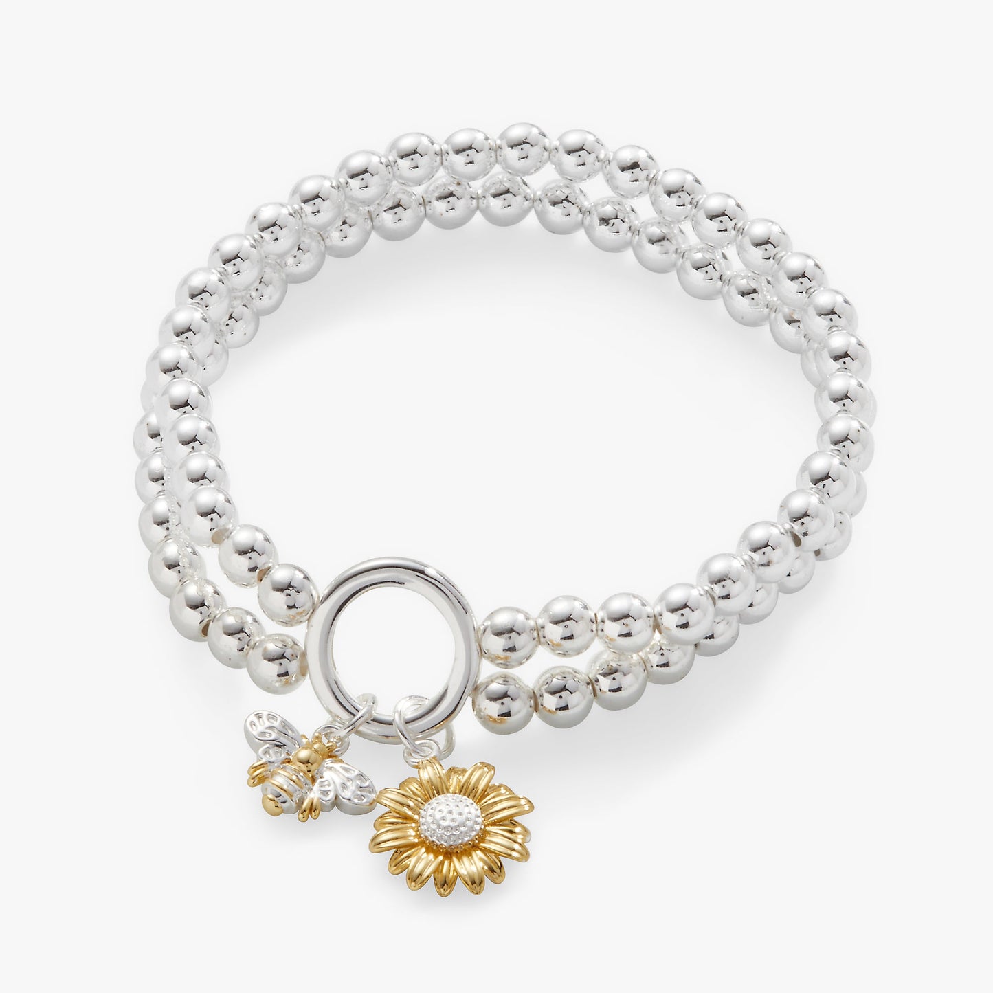 Sunflower + Bee Double Stretch Bracelet Two Tone
