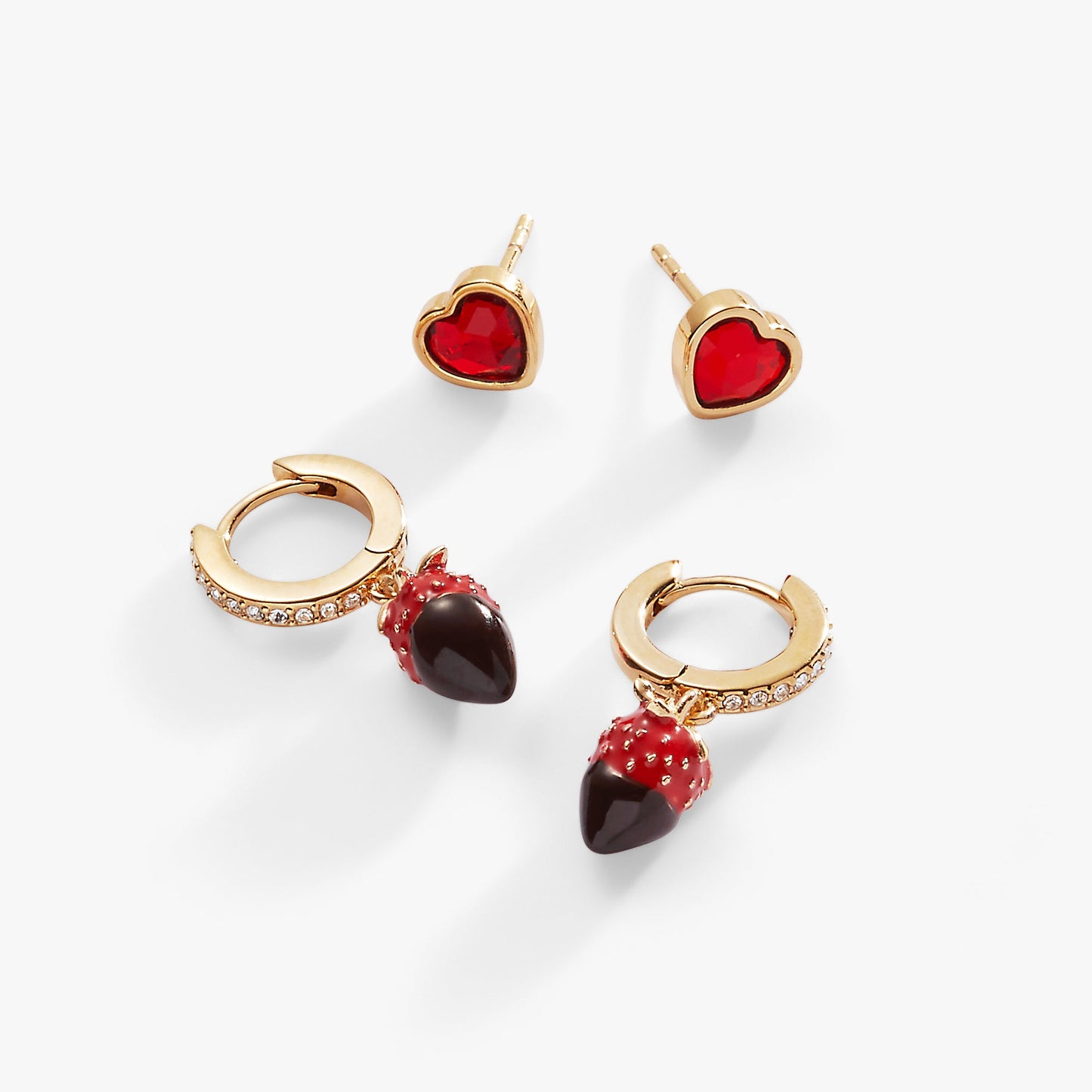 Chocolate-Covered Strawberry Earrings, Set of 2 Gold