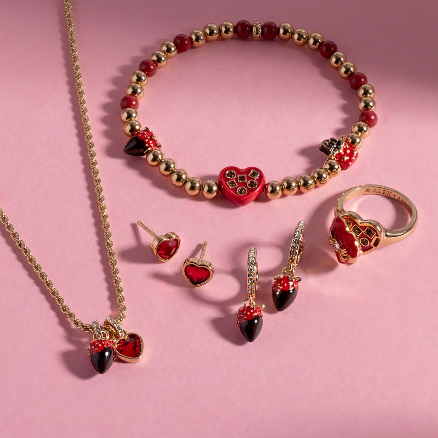 Chocolate-Covered Strawberry Earrings, Set of 2 Gold
