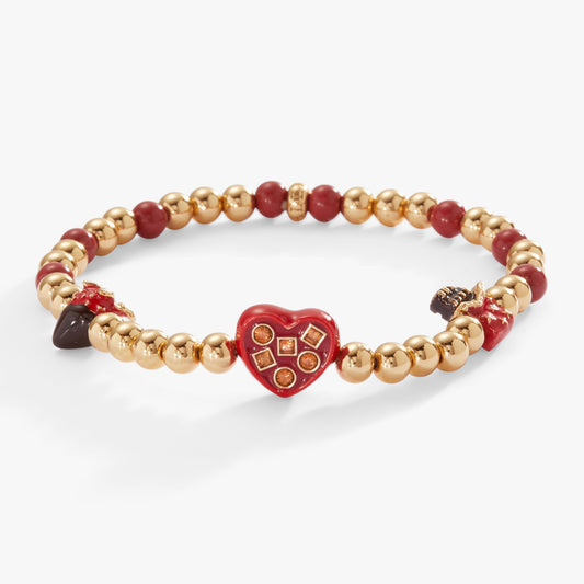 ”Chocolate Is My Love Language” Stretch Bracelet Gold