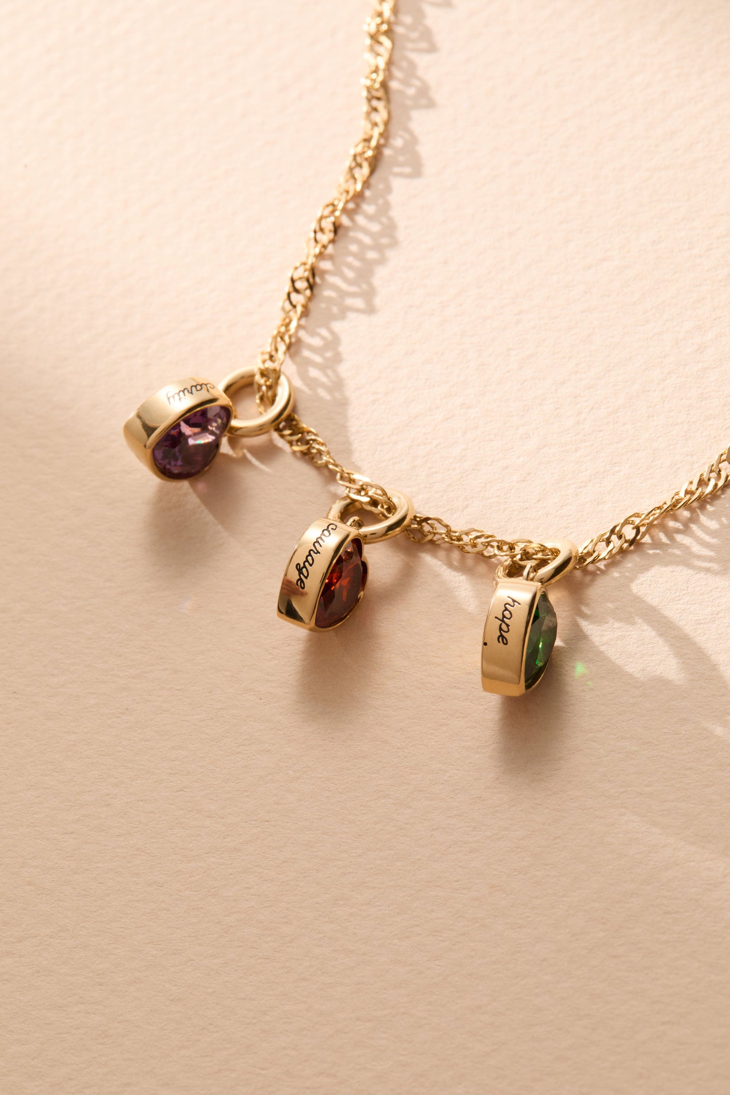Courage' Heart Birthstone Charm-JAN Stainless Steel Gold
