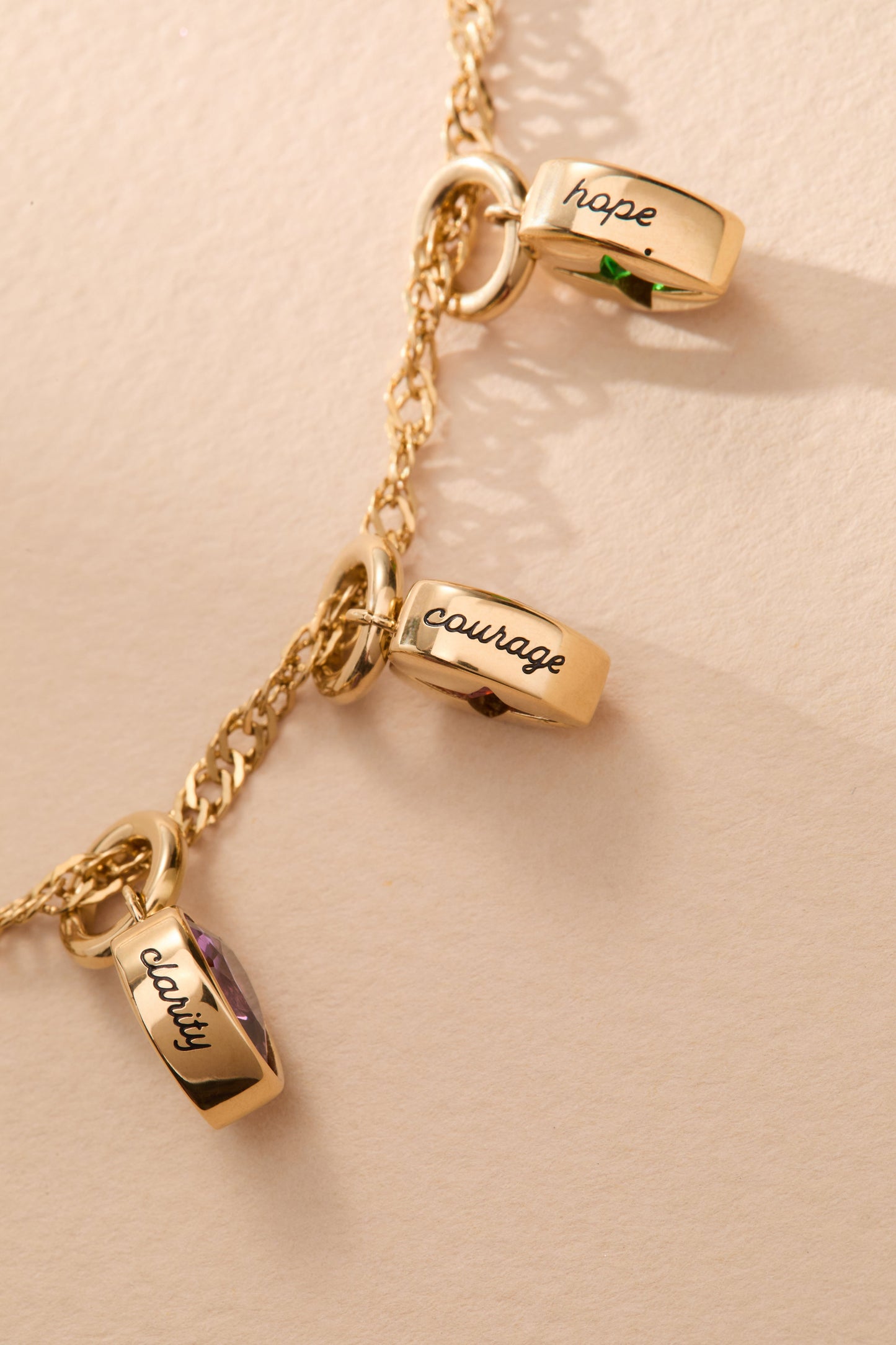 Courage' Heart Birthstone Charm-JAN Stainless Steel Gold