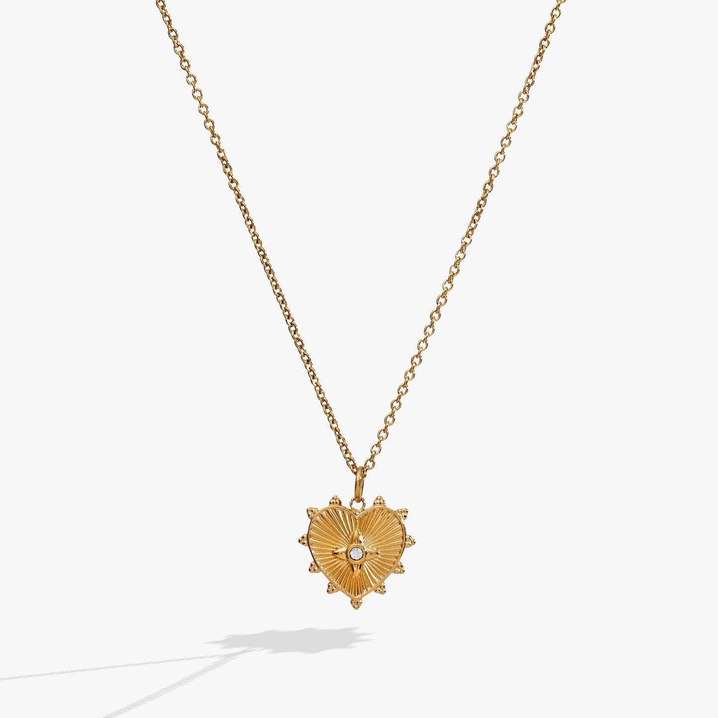Heart Starburst Engravable Pendant Stainless Steel Gold