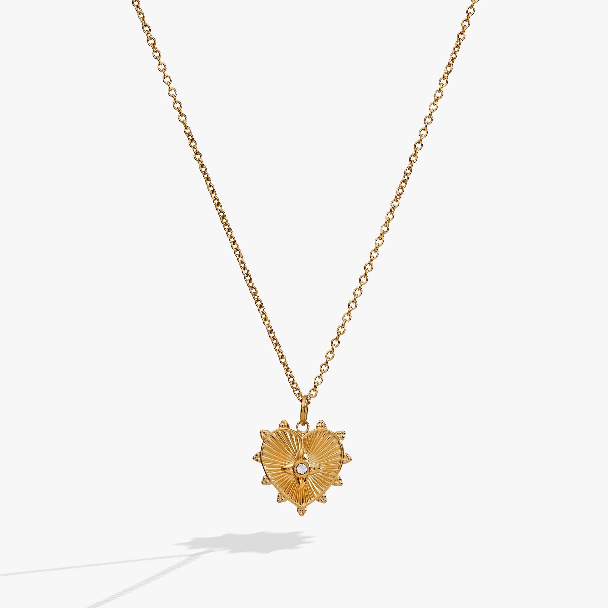 Heart Starburst Engravable Pendant Stainless Steel Gold