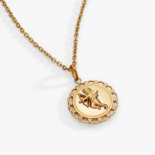 Cupid Engravable Pendant Stainless Steel Gold