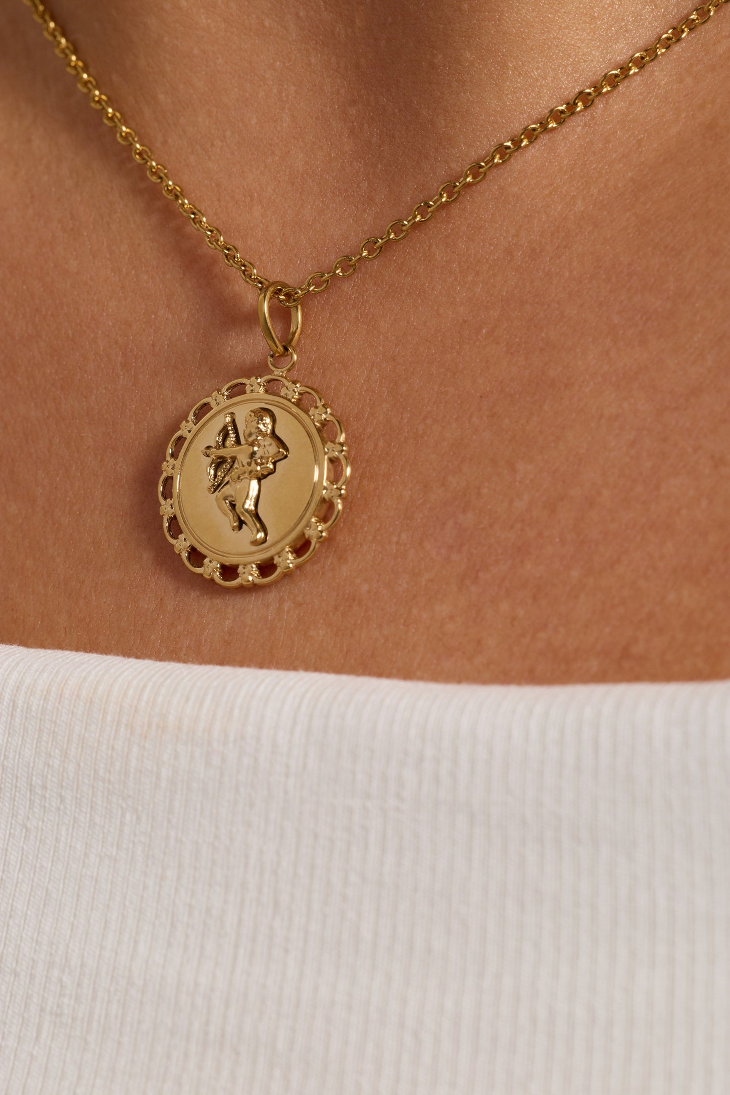 Cupid Engravable Pendant Stainless Steel Gold