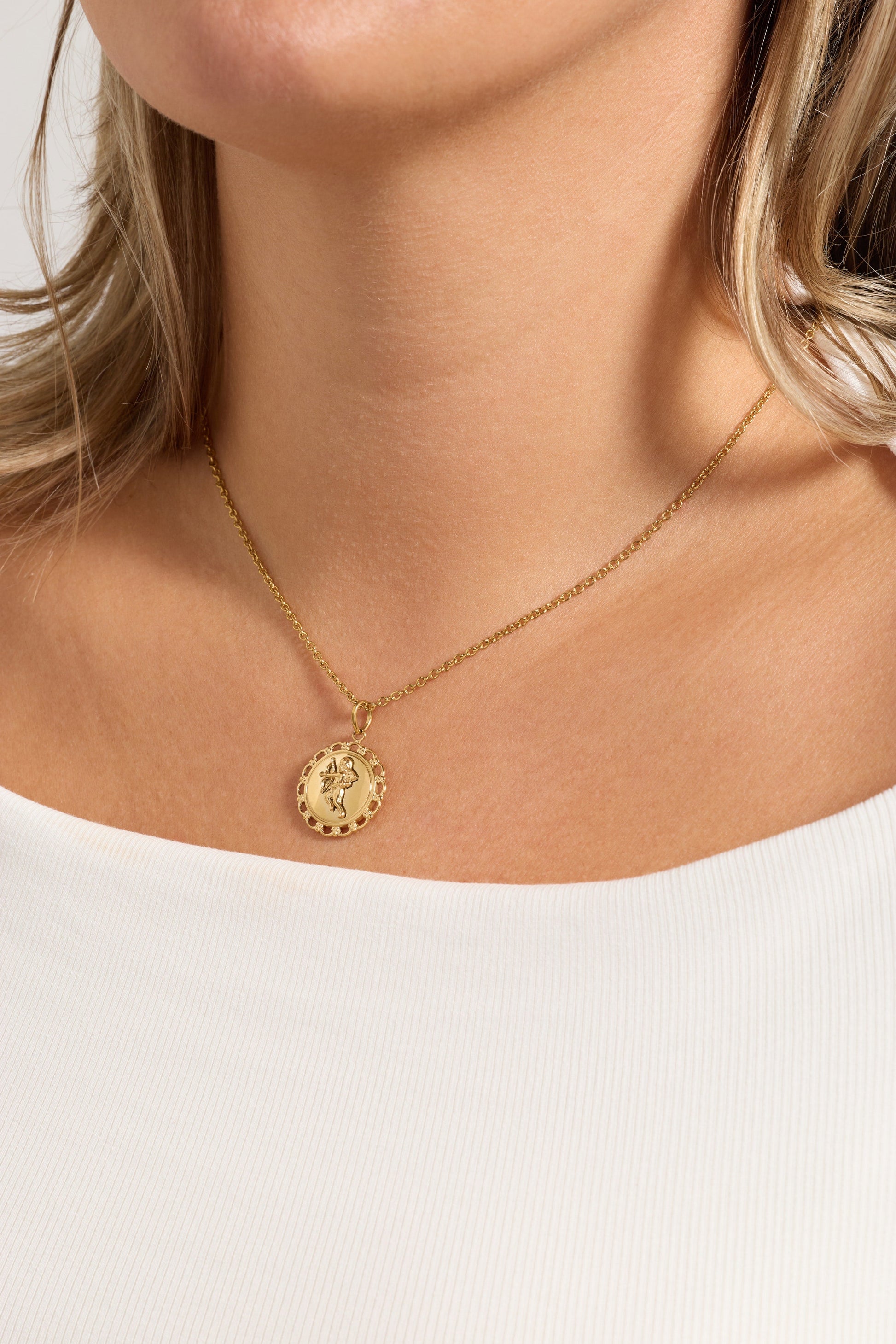 Cupid Engravable Pendant Stainless Steel Gold