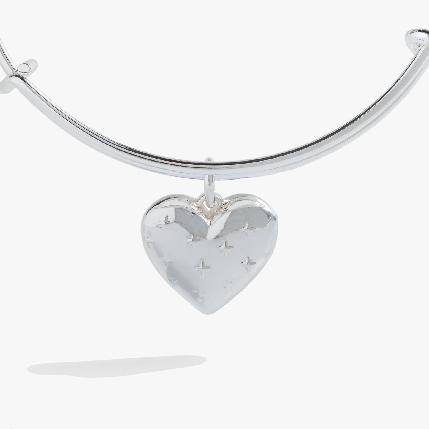 Metal Heart Charm Bangle Silver