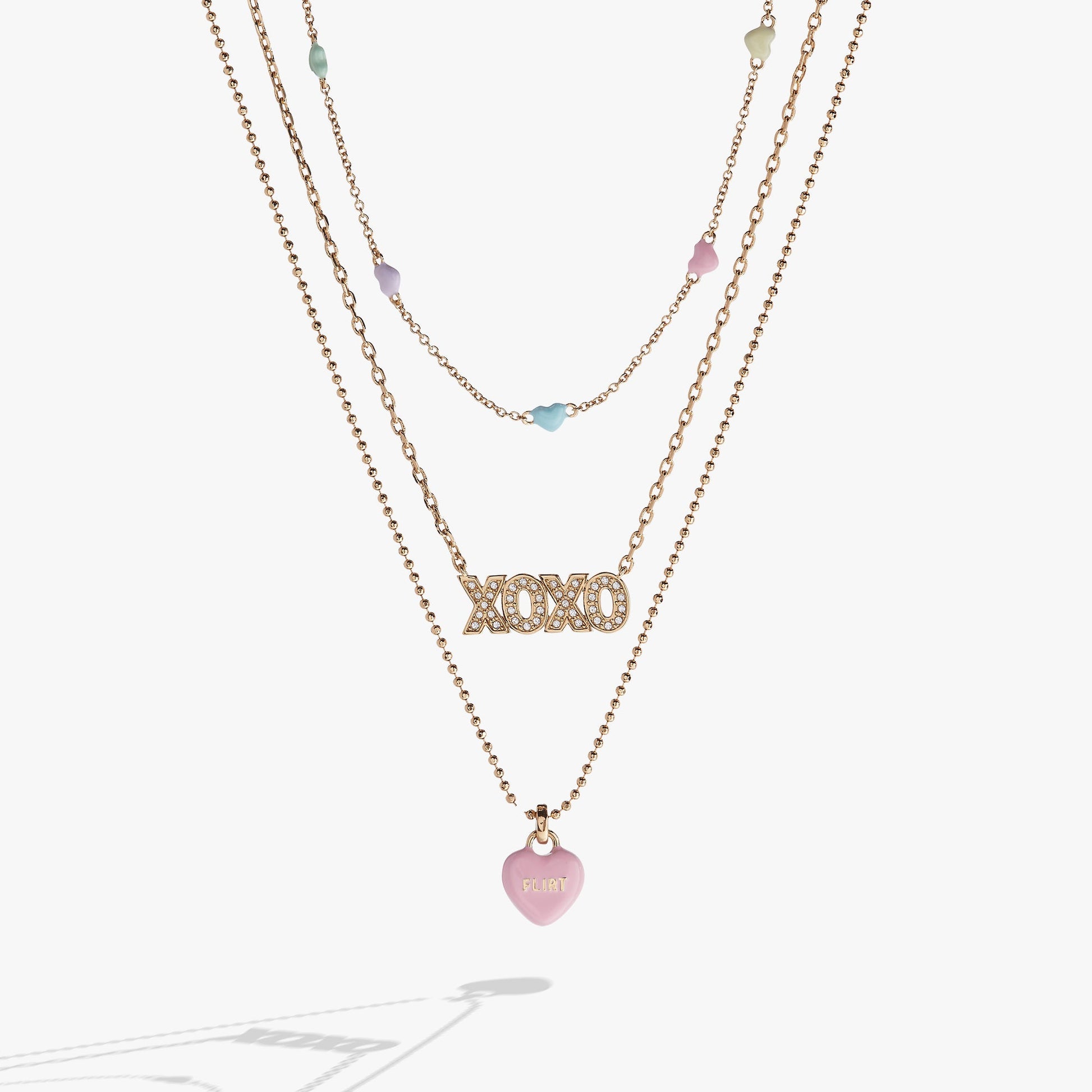 Sweet Hearts necklace- 3 strand Gold