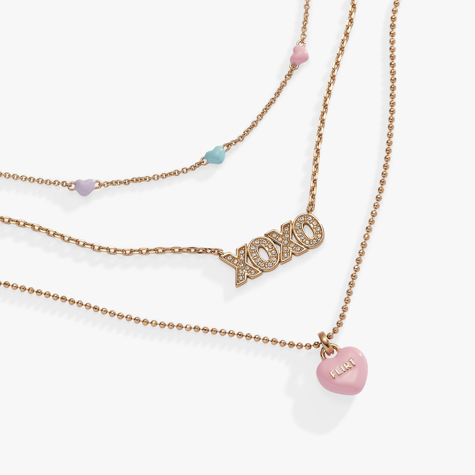 Sweet Hearts necklace- 3 strand Gold