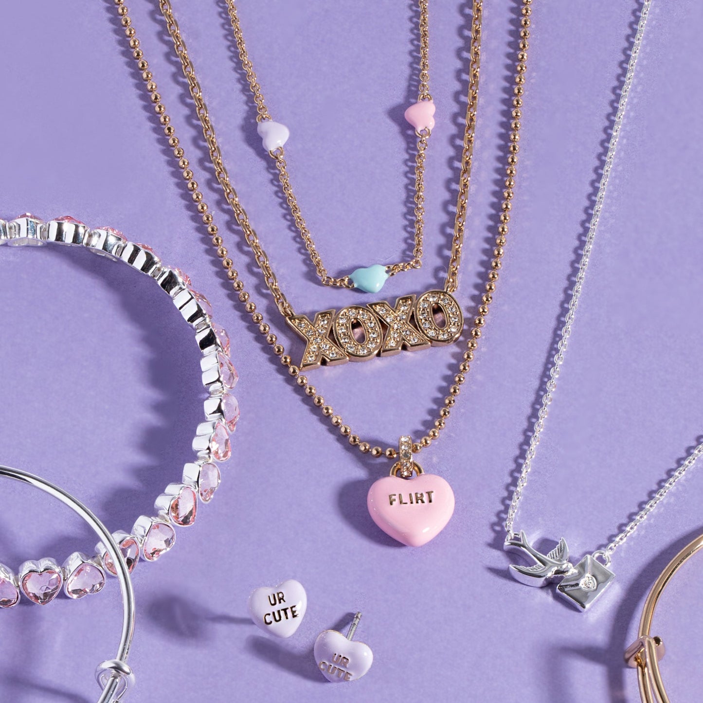 Sweet Hearts necklace- 3 strand Gold