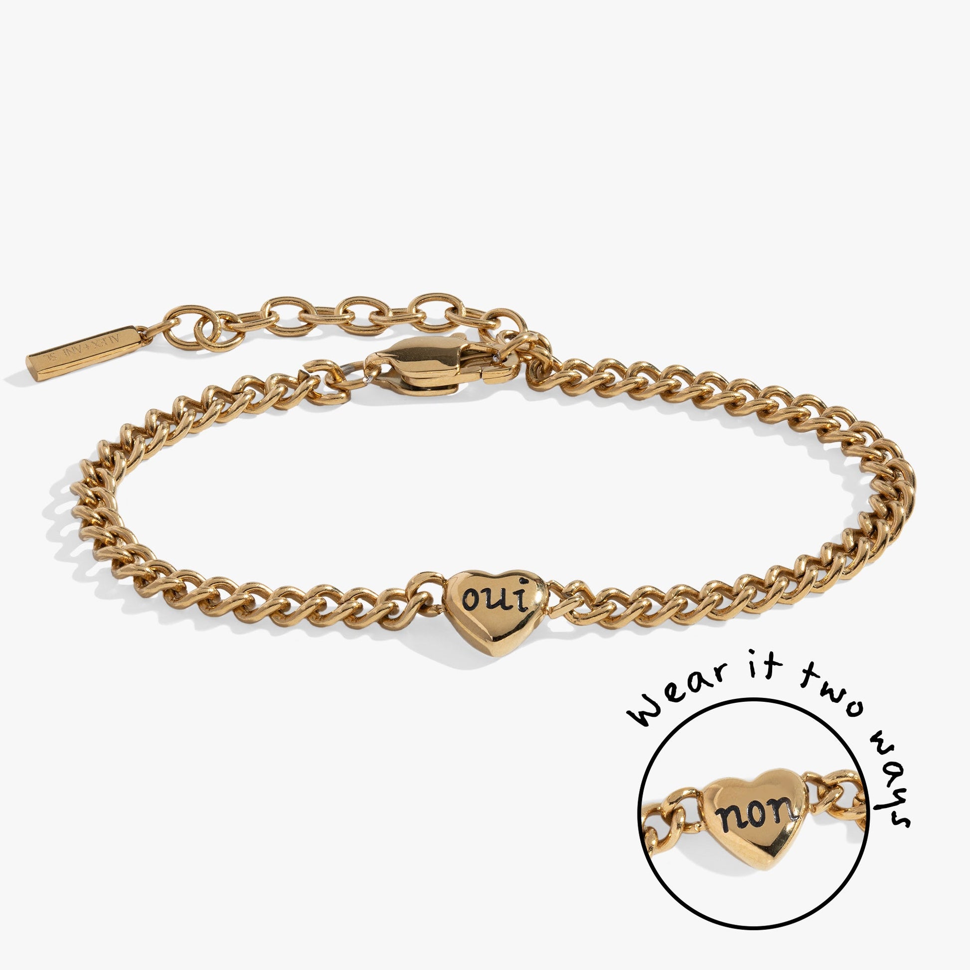 Oui/Non Heart Inline Bracelet Stainless Steel Gold