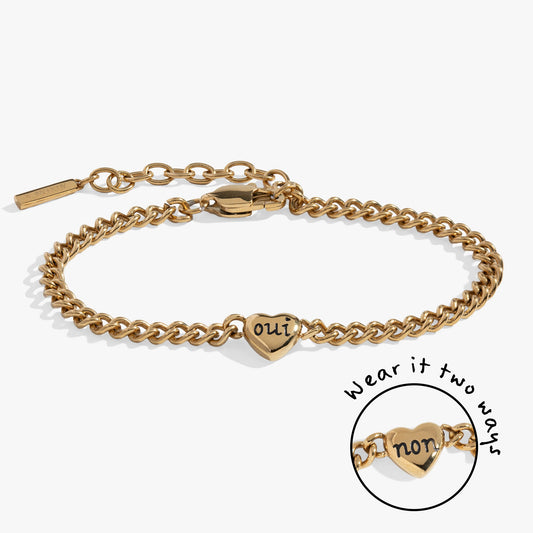 Oui/Non Heart Inline Bracelet Stainless Steel Gold