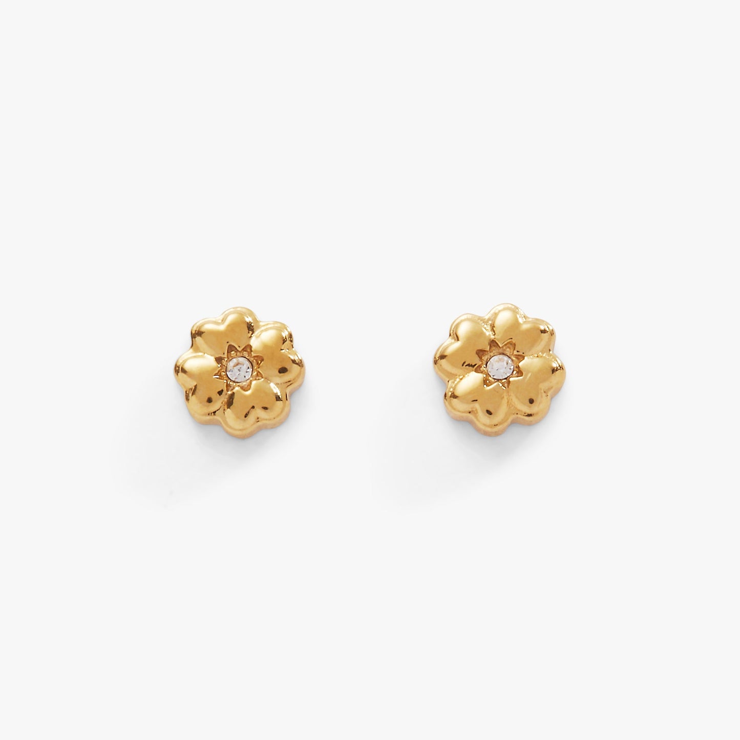 Four-Leaf Clover Mini Stud Earrings Stainless Steel Gold