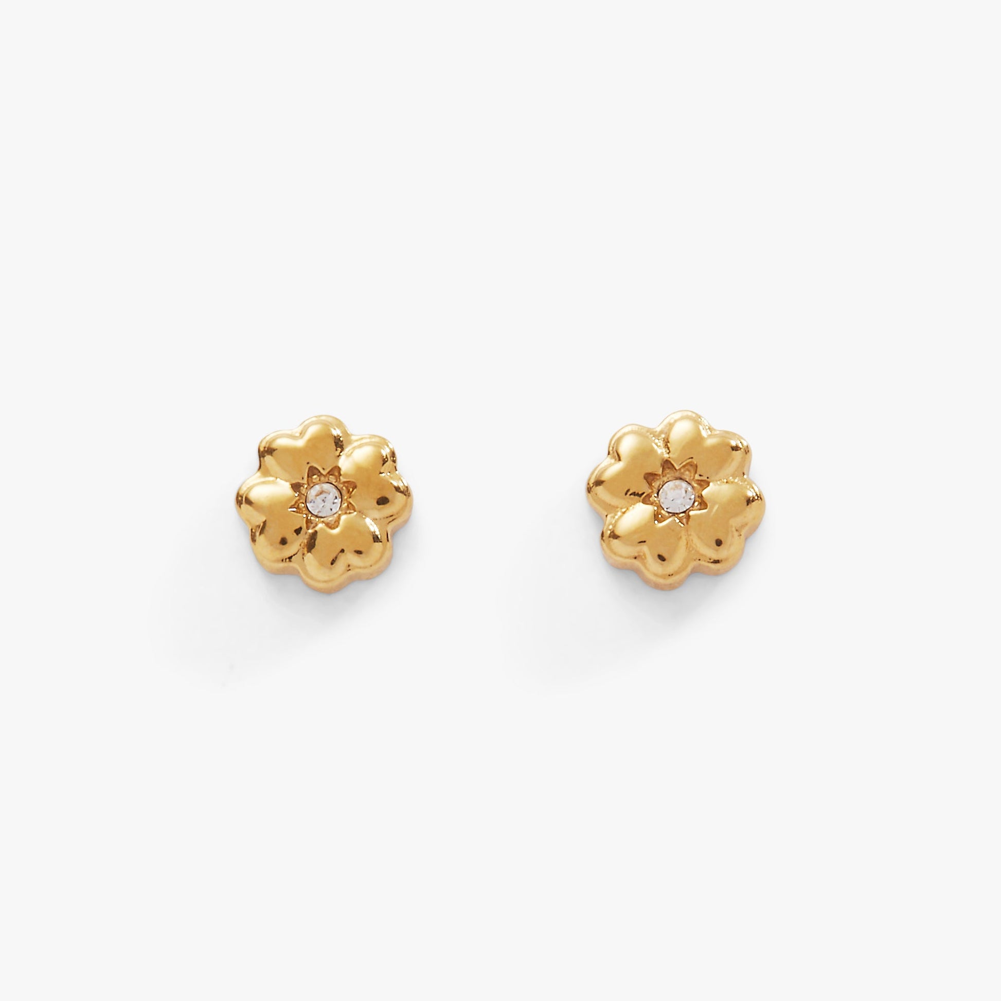 Four-Leaf Clover Mini Stud Earrings Stainless Steel Gold