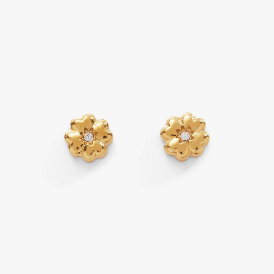 Four-Leaf Clover Mini Stud Earrings Stainless Steel Gold
