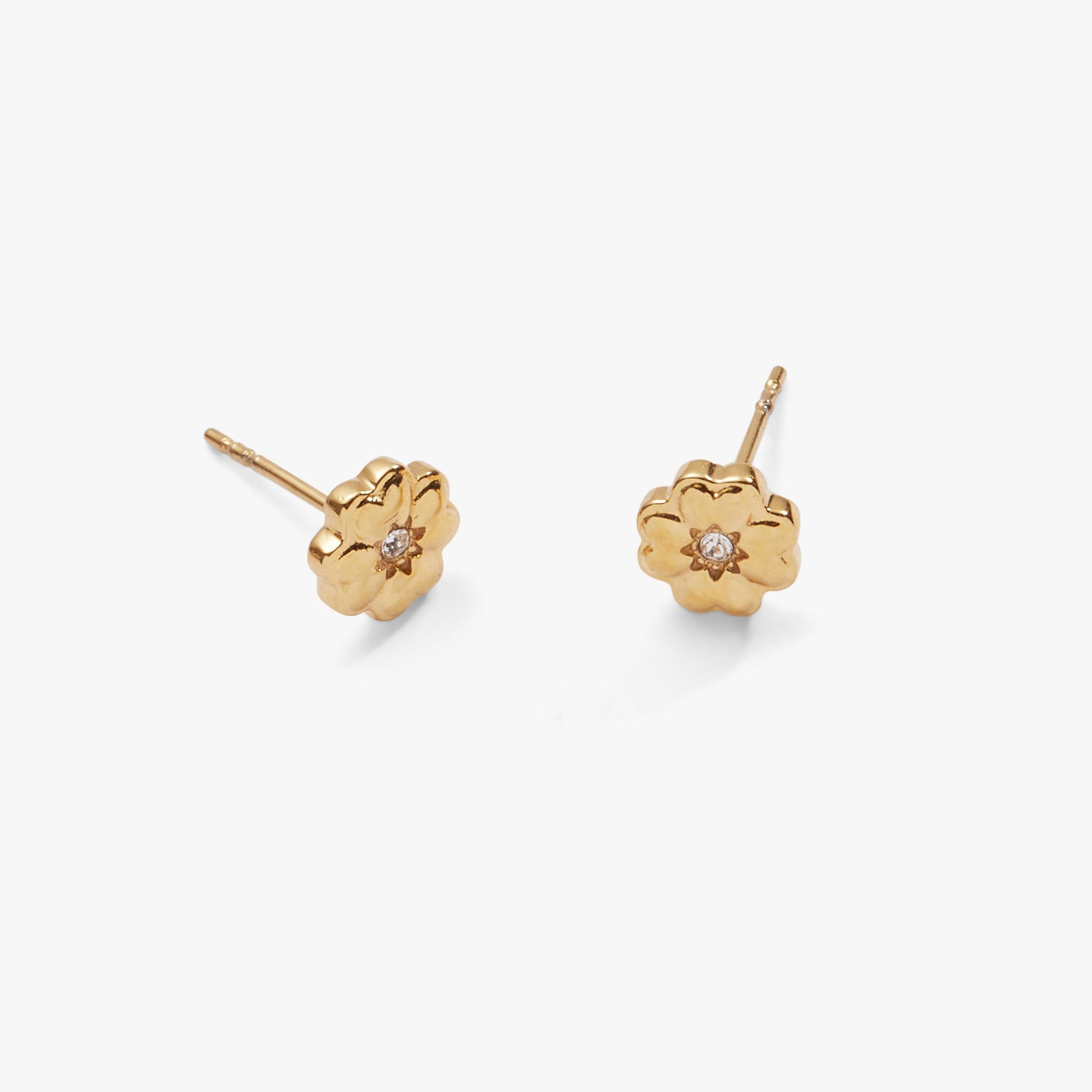 Four-Leaf Clover Mini Stud Earrings Stainless Steel Gold