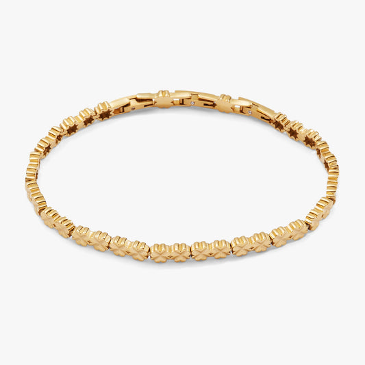 Lucky Clover Charm Tennis Bracelet Stainless Steel Gold