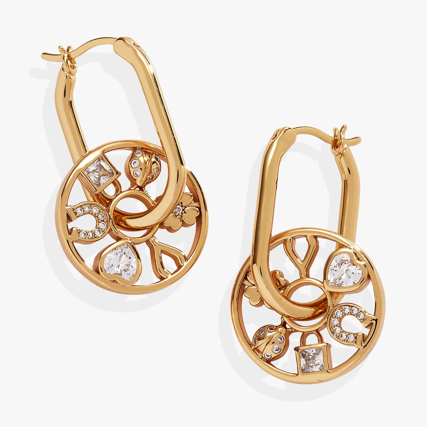 Love and Luck Wheel Hoop Earrings Gold