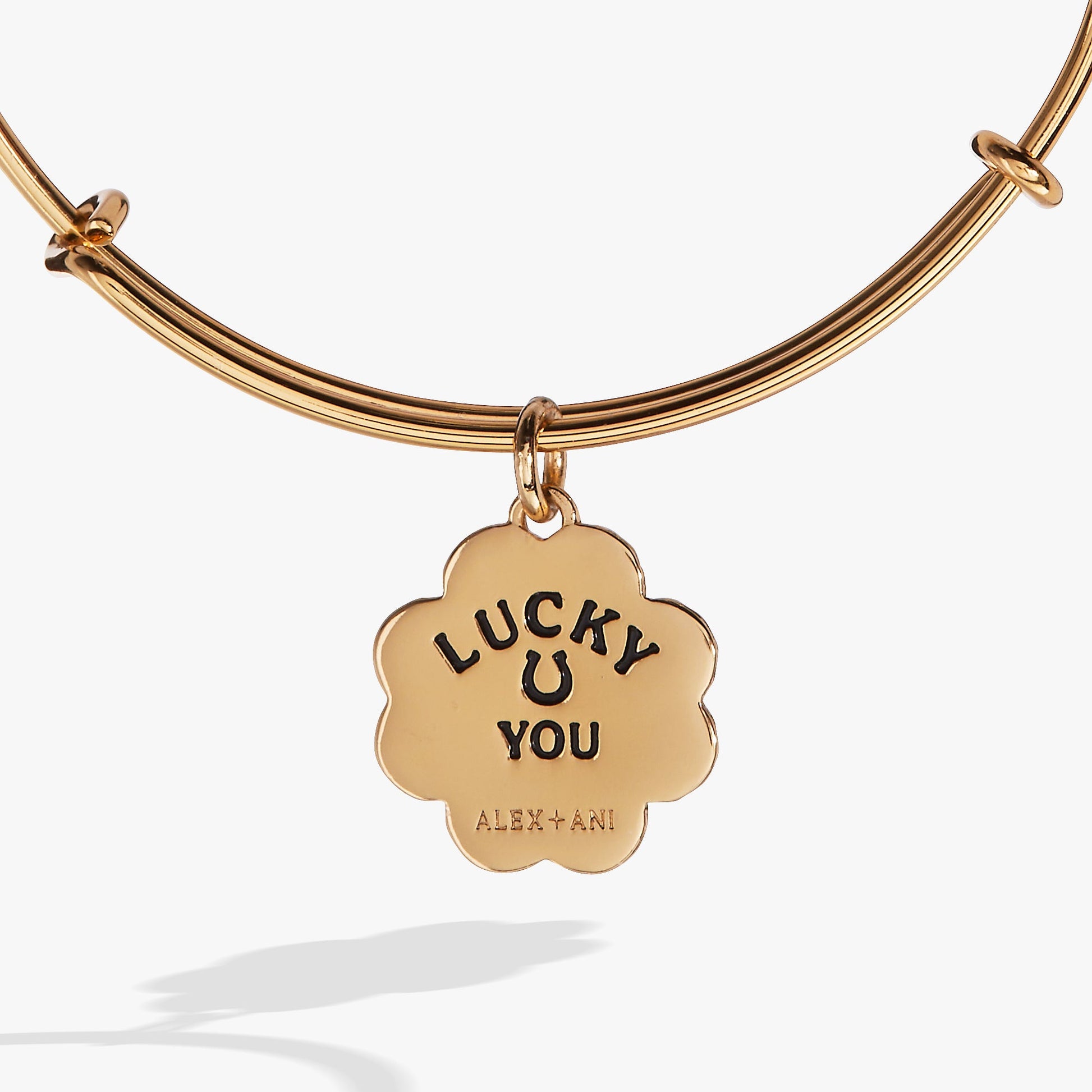 Four-Leaf Clover Charm Bangle Gold