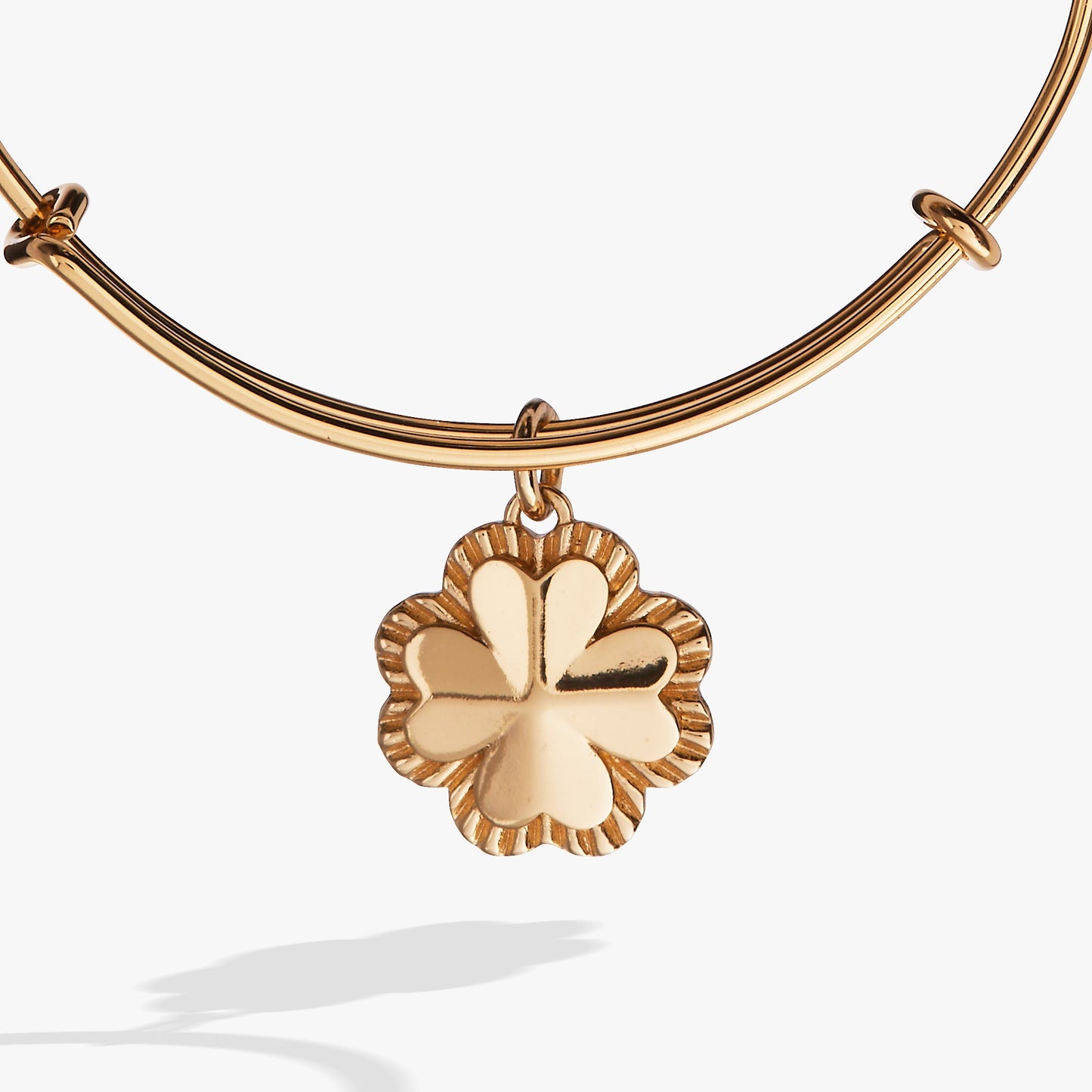 Four-Leaf Clover Charm Bangle Gold