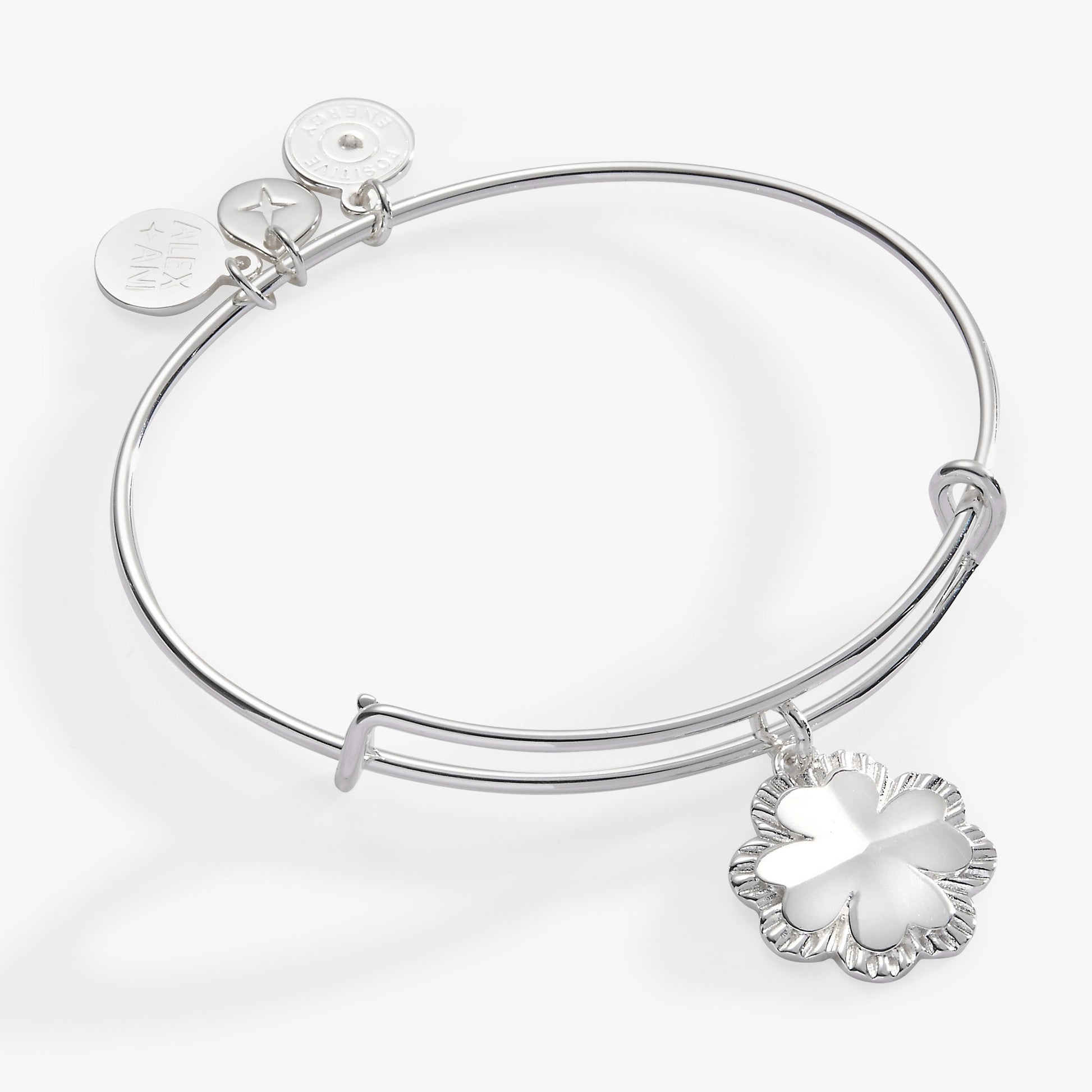 Four-Leaf Clover Charm Bangle Gold